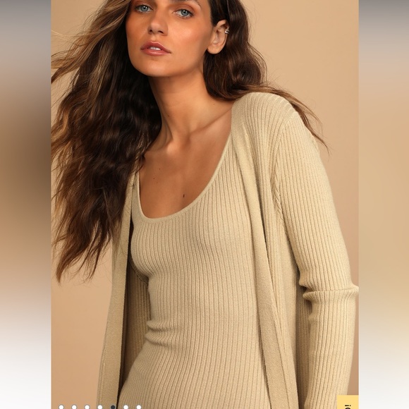 Lulu's Cream Maxi Dress with Side Slit And Cover Up To Match - Picture 5 of 8